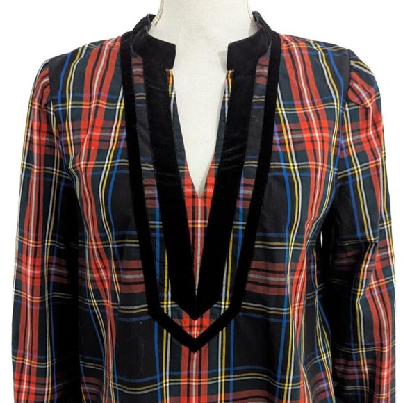 J. Crew Stewart Tartan Plaid Tunic with Velvet Trim - Picture 4 of 10